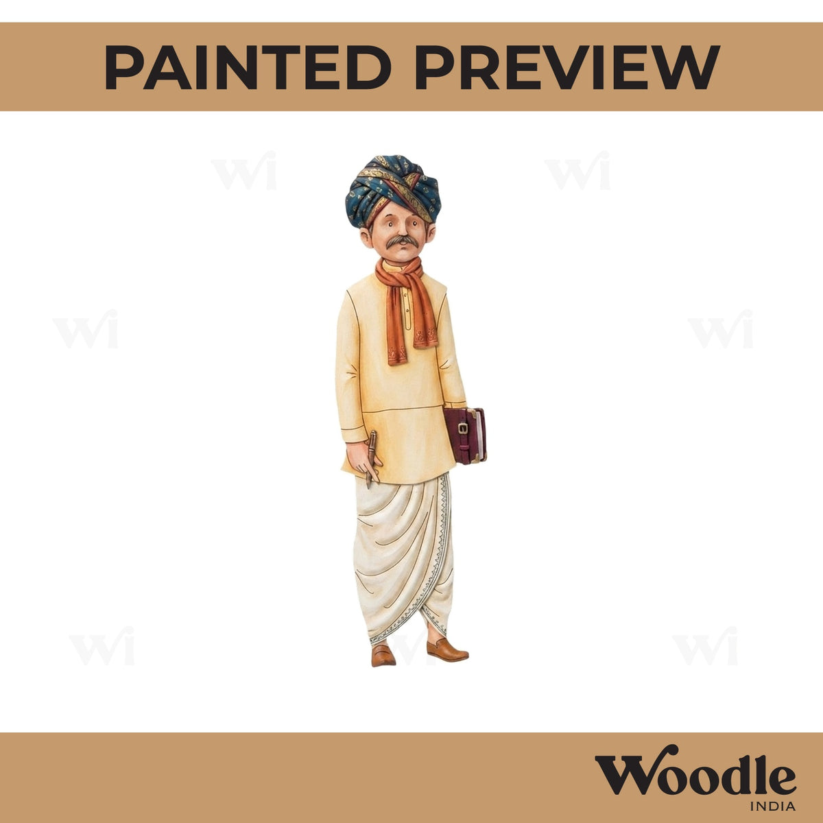 Rajasthani Man With Books Pre Marked MDF Design 2