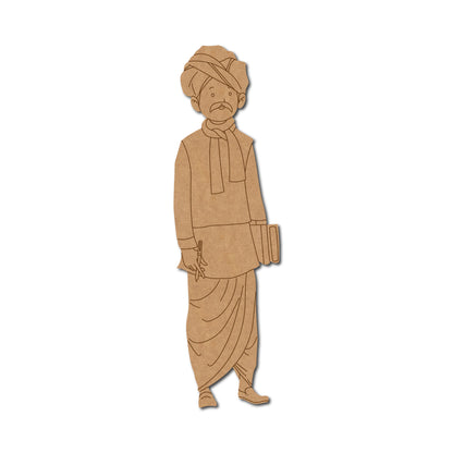 Rajasthani Man With Books Pre Marked MDF Design 2
