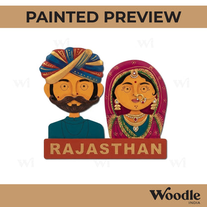 Rajasthani Man Woman Pre Marked Base MDF Design 1