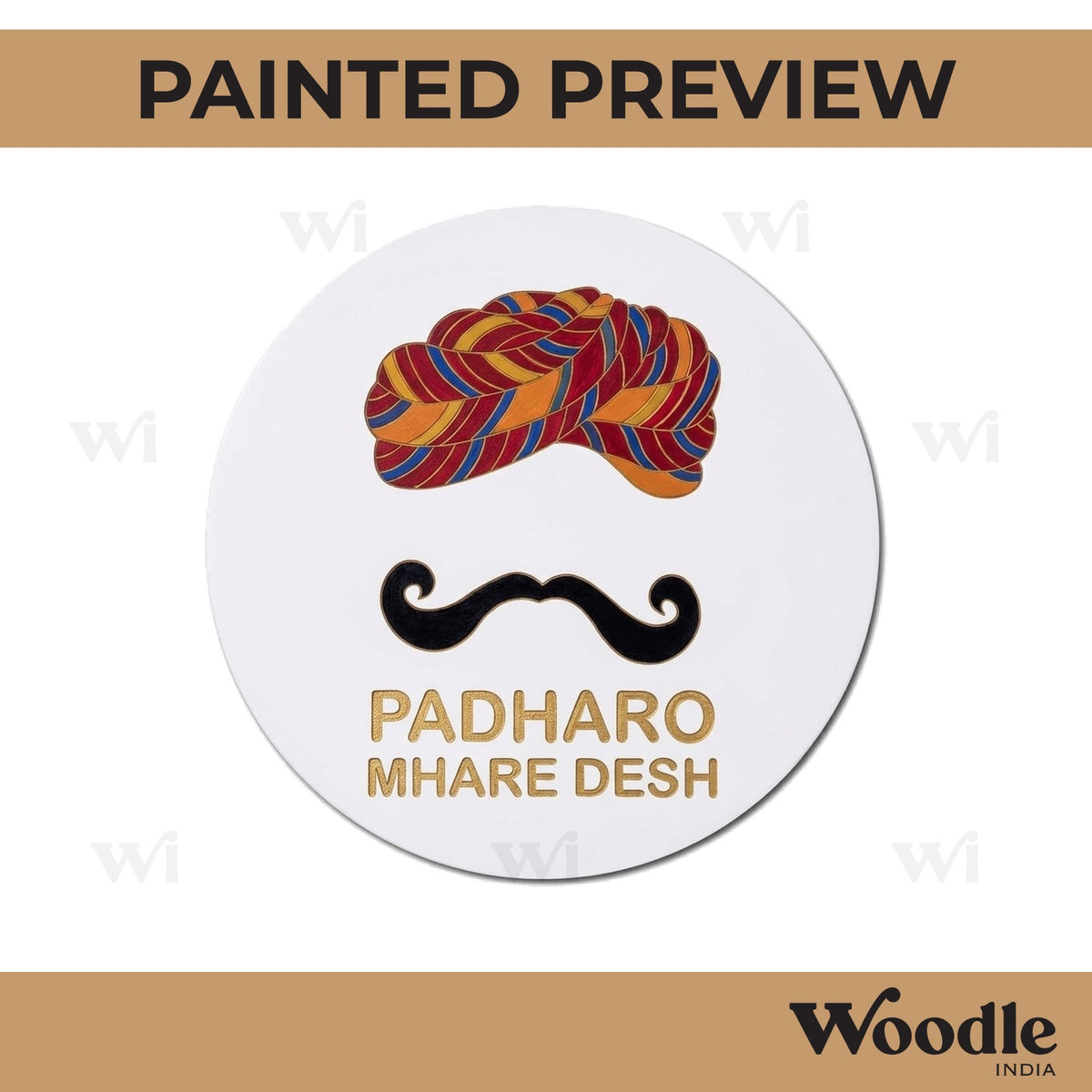 Rajasthani Padharo Mhare Desh Pre Marked Round MDF Design 1