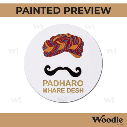Rajasthani Padharo Mhare Desh Pre Marked Round MDF Design 1
