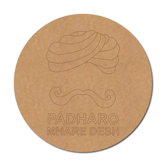 Rajasthani Padharo Mhare Desh Pre Marked Round MDF Design 1