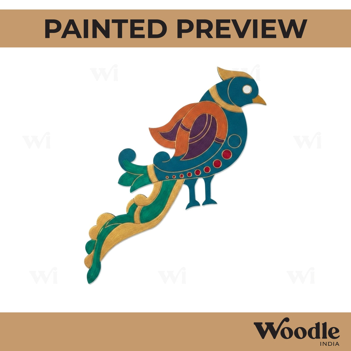 Rajasthani Parrot Pre Marked MDF Design 1