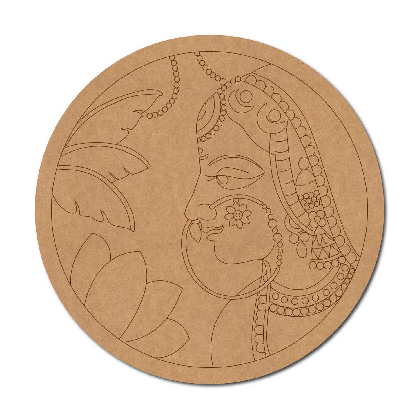 Rajasthani Traditional Woman Pre Marked Round MDF Design 1