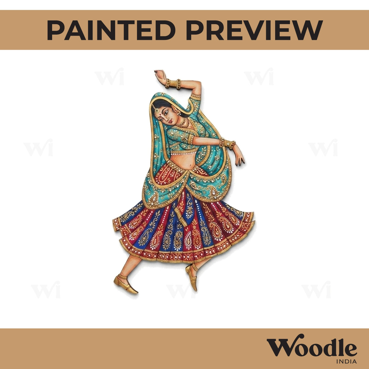 Rajasthani Woman Dancing Pre Marked MDF Design 1