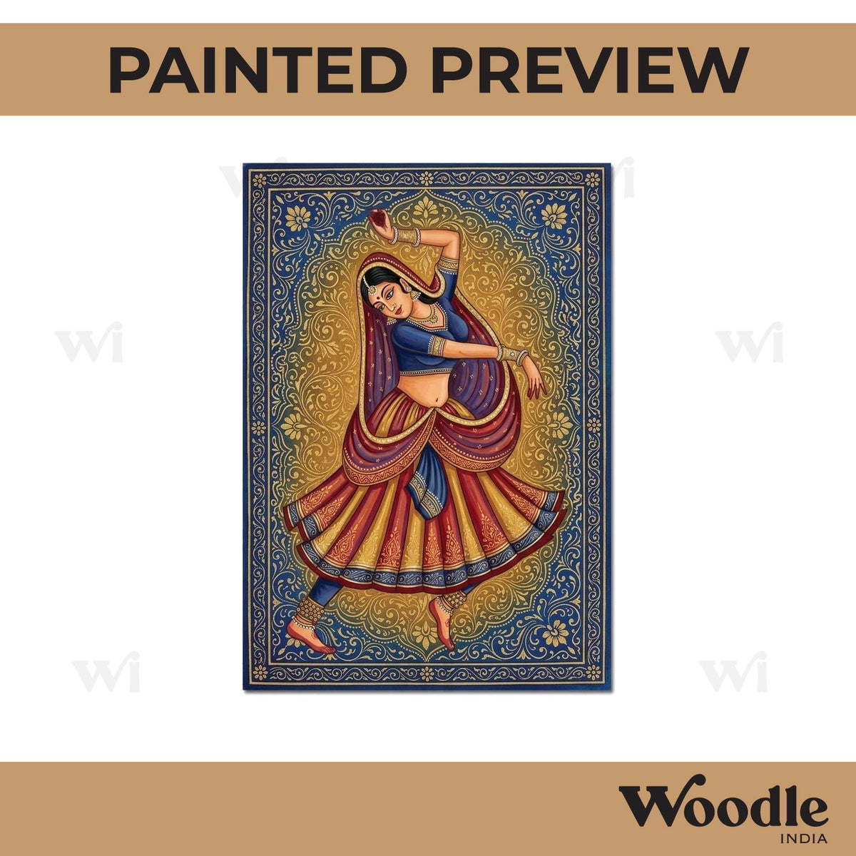 Rajasthani Woman Dancing Pre Marked Base MDF Design 1
