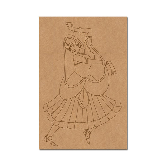 Rajasthani Woman Dancing Pre Marked Base MDF Design 1