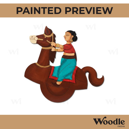 Rajasthani Woman Horse Dance Pre Marked MDF Design 1
