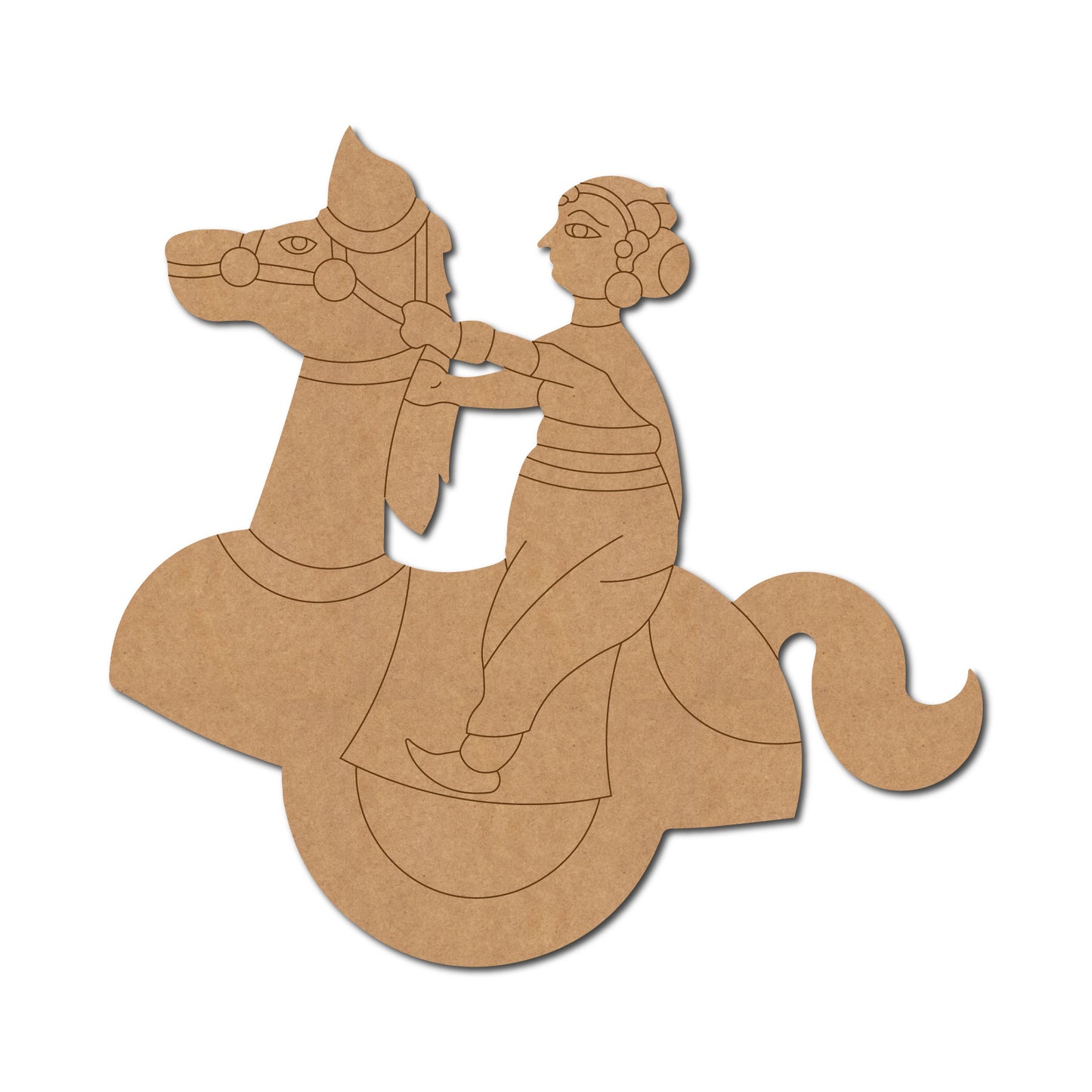 Rajasthani Woman Horse Dance Pre Marked MDF Design 1