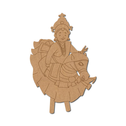 Rajasthani Woman Horse Dance Pre Marked MDF Design 2