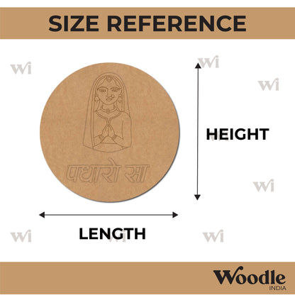 Rajasthani Woman Padharo Sa Round Base MDF Design 1