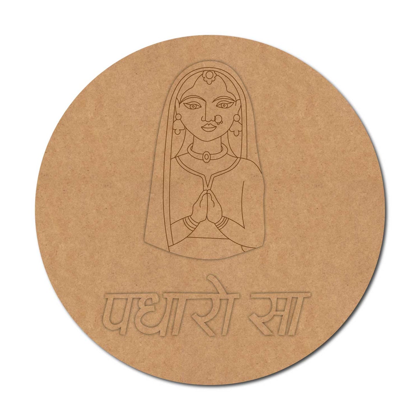 Rajasthani Woman Padharo Sa Round Base MDF Design 1