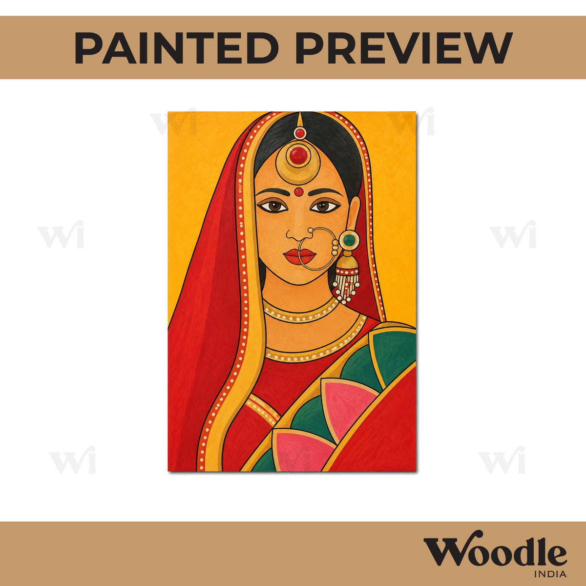 Rajasthani Woman Pre Marked Base MDF Design 1