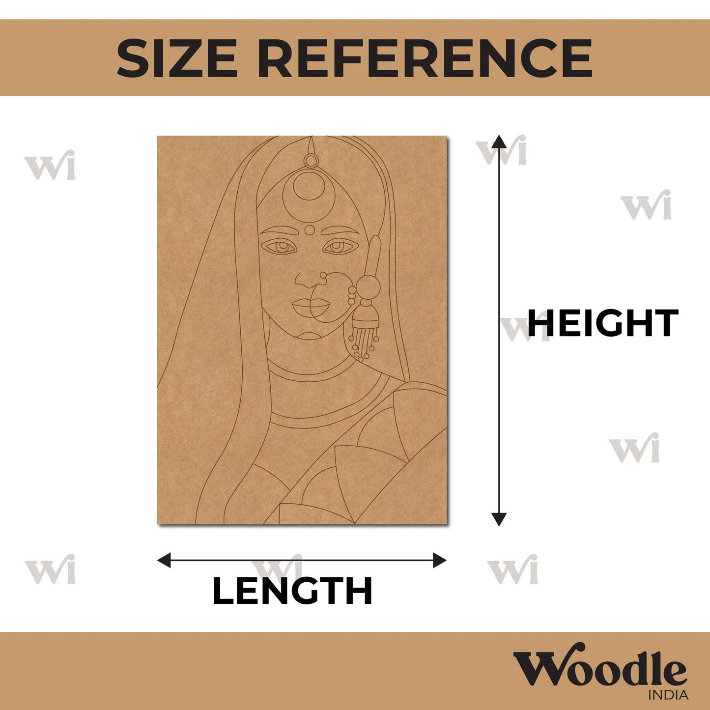 Rajasthani Woman Pre Marked Base MDF Design 1
