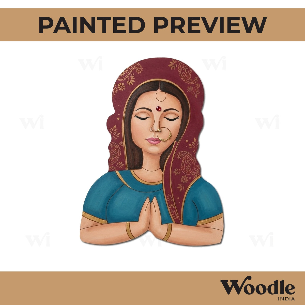 Rajasthani Woman Pre Marked MDF Design 4