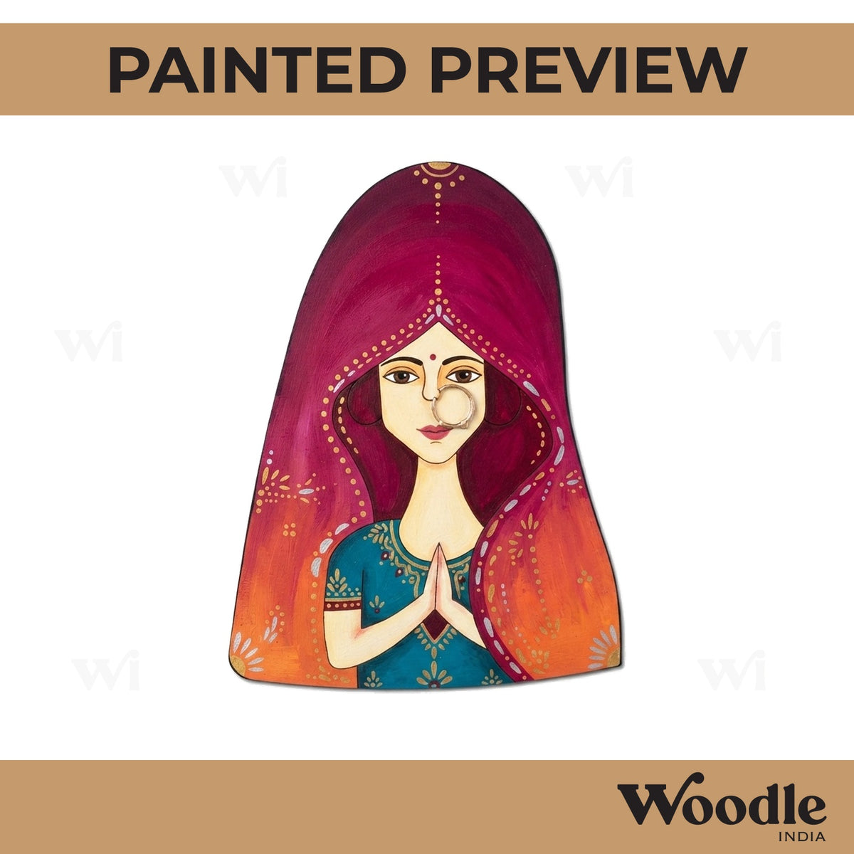 Rajasthani Woman Pre Marked MDF Design 6