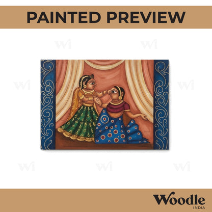 Rajasthani Women Phad Art Pre Marked Rectangle MDF Design 1