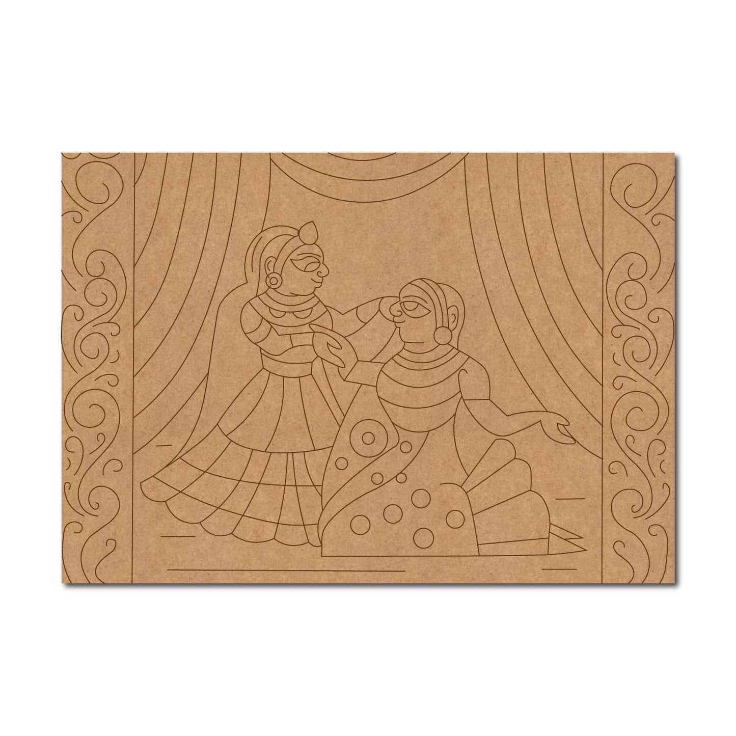 Rajasthani Women Phad Art Pre Marked Rectangle MDF Design 1