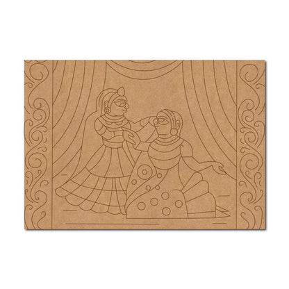 Rajasthani Women Phad Art Pre Marked Rectangle MDF Design 1