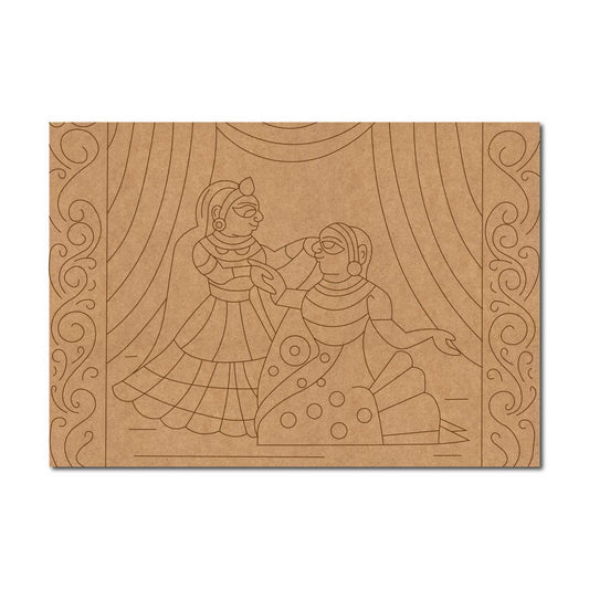 Rajasthani Women Phad Art Pre Marked Rectangle MDF Design 1
