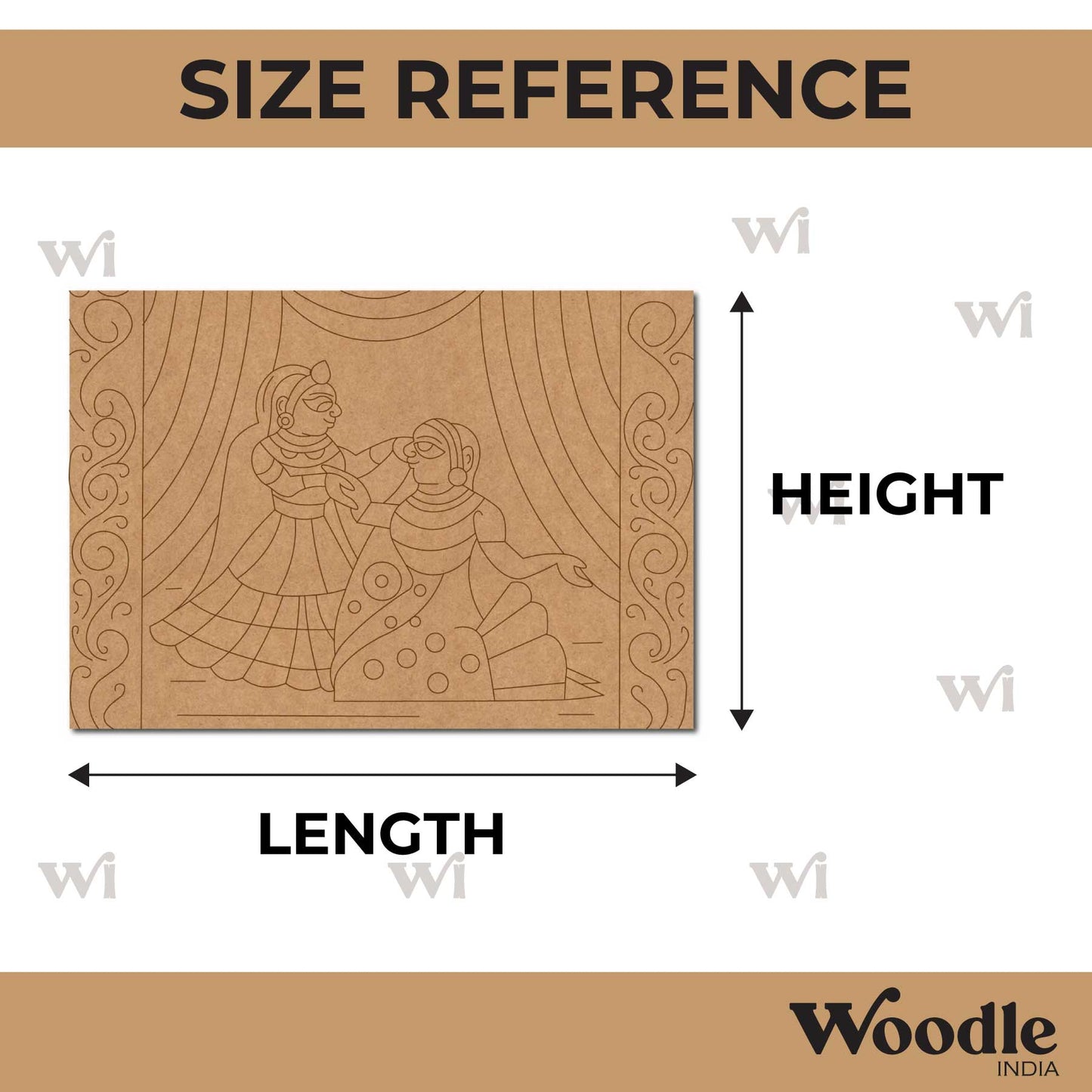Rajasthani Women Phad Art Pre Marked Rectangle MDF Design 1