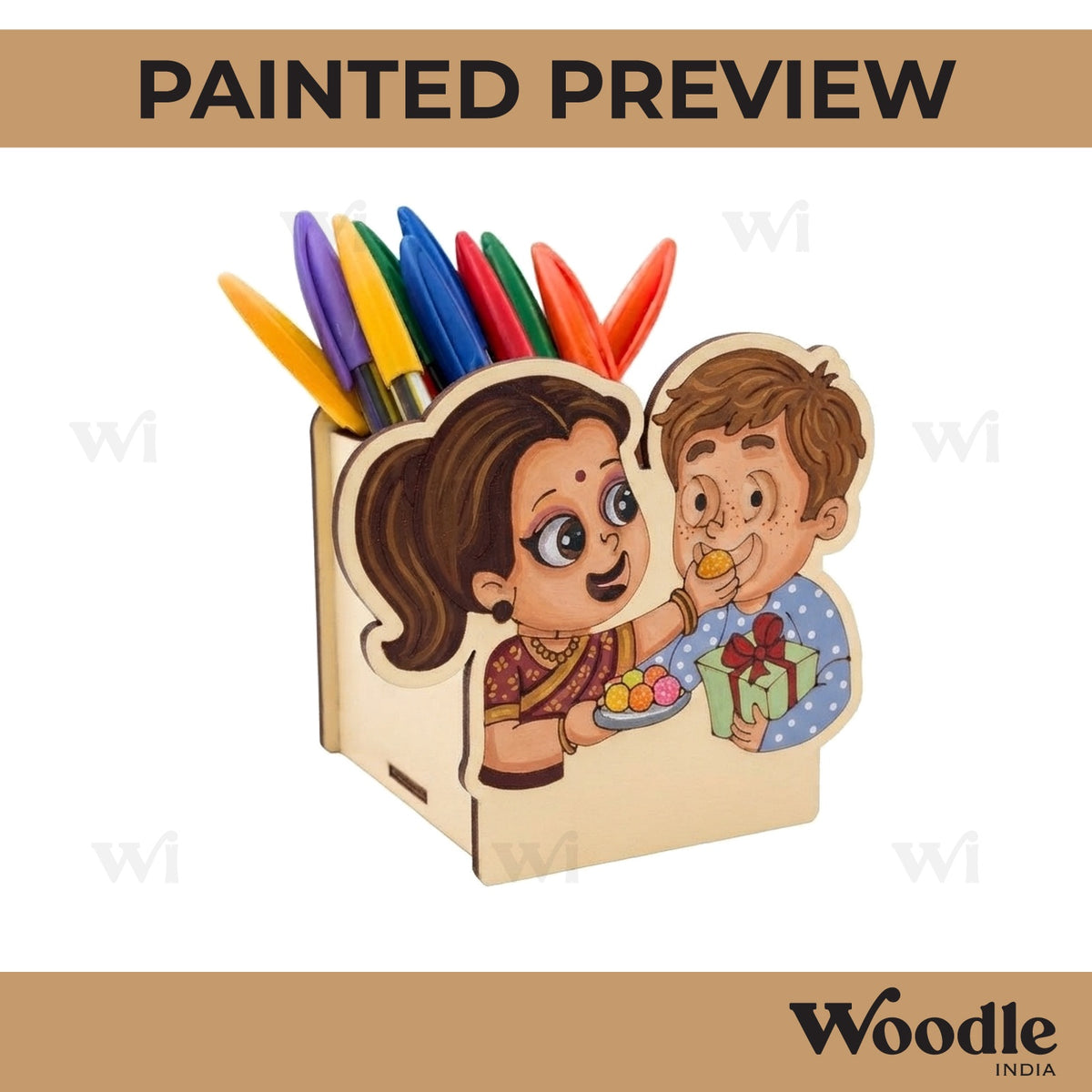 Raksha Bandhan Pen Stand MDF Design 1