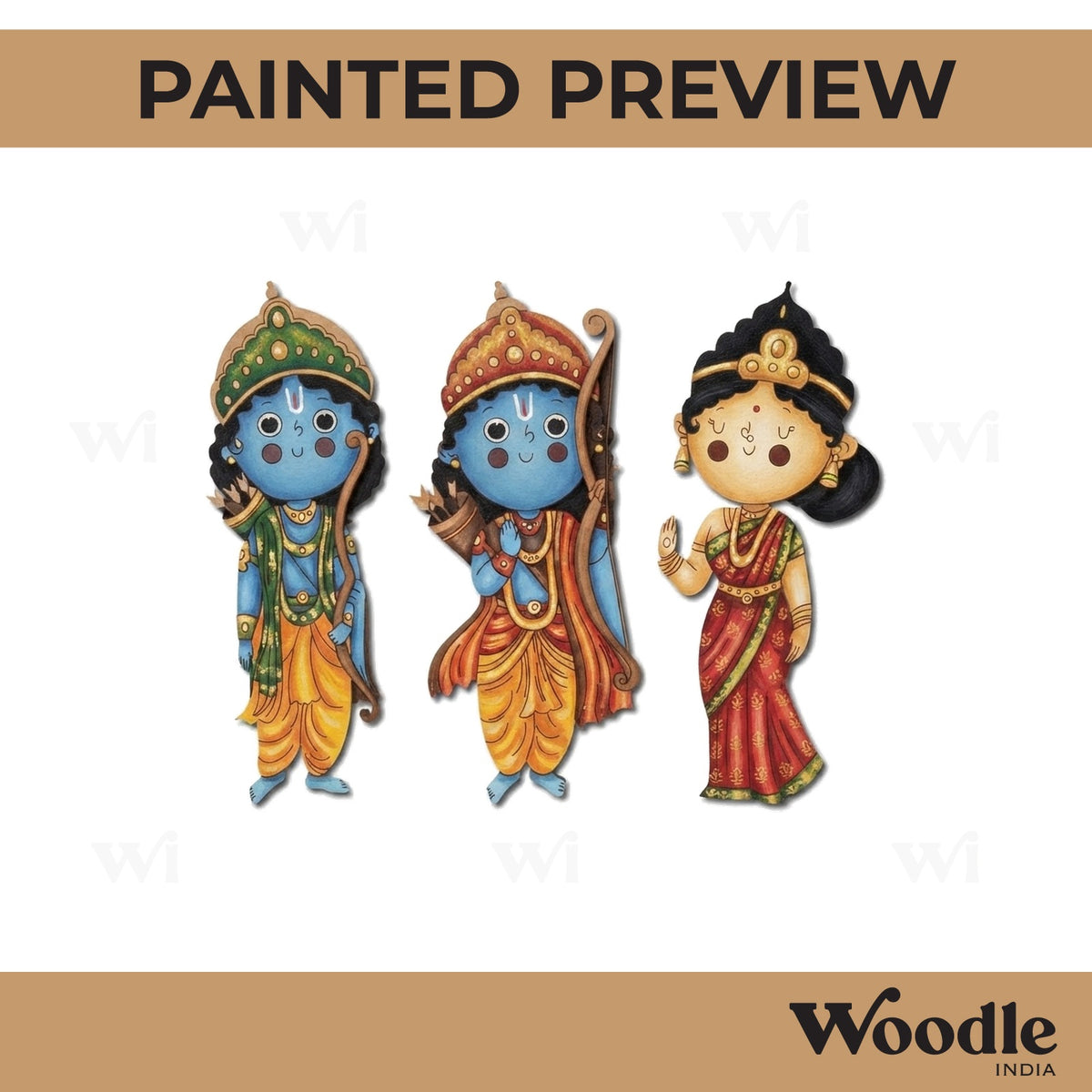 Ram Sita Laxman Set Pre Marked MDF Design 1