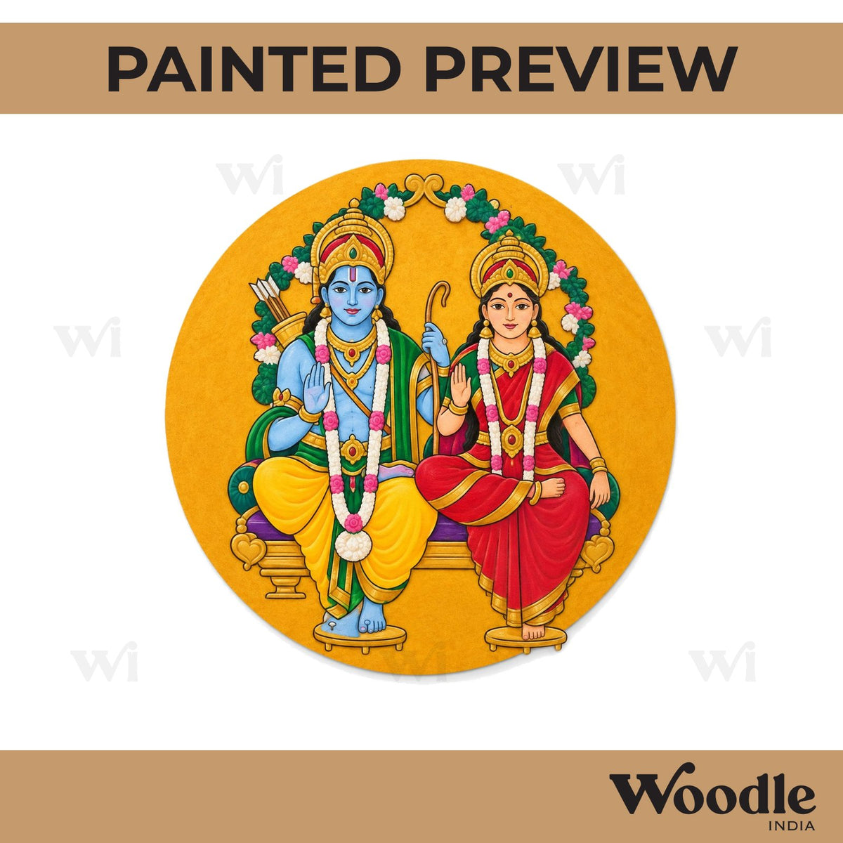 Ram Sita Pre Marked Round MDF Design 1