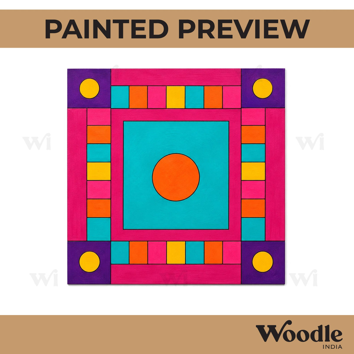 Rangoli Pre Marked Square MDF Design 1