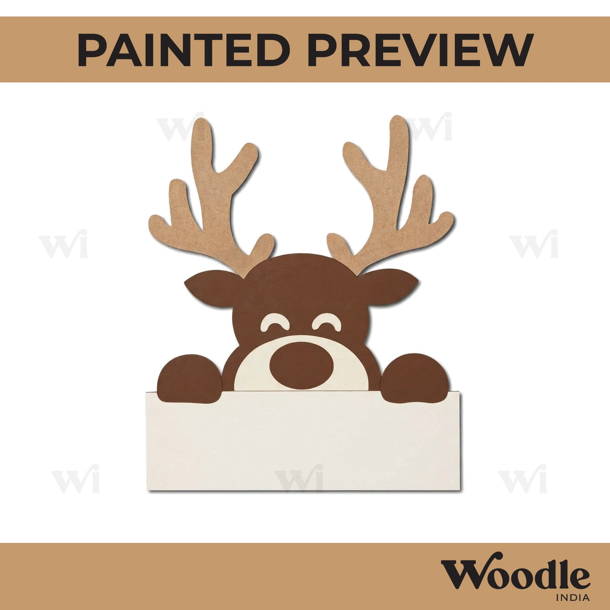 Reindeer Christmas Nameplate Pre Marked MDF Design 1