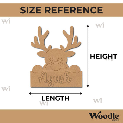 Reindeer Christmas Nameplate Pre Marked MDF Design 1