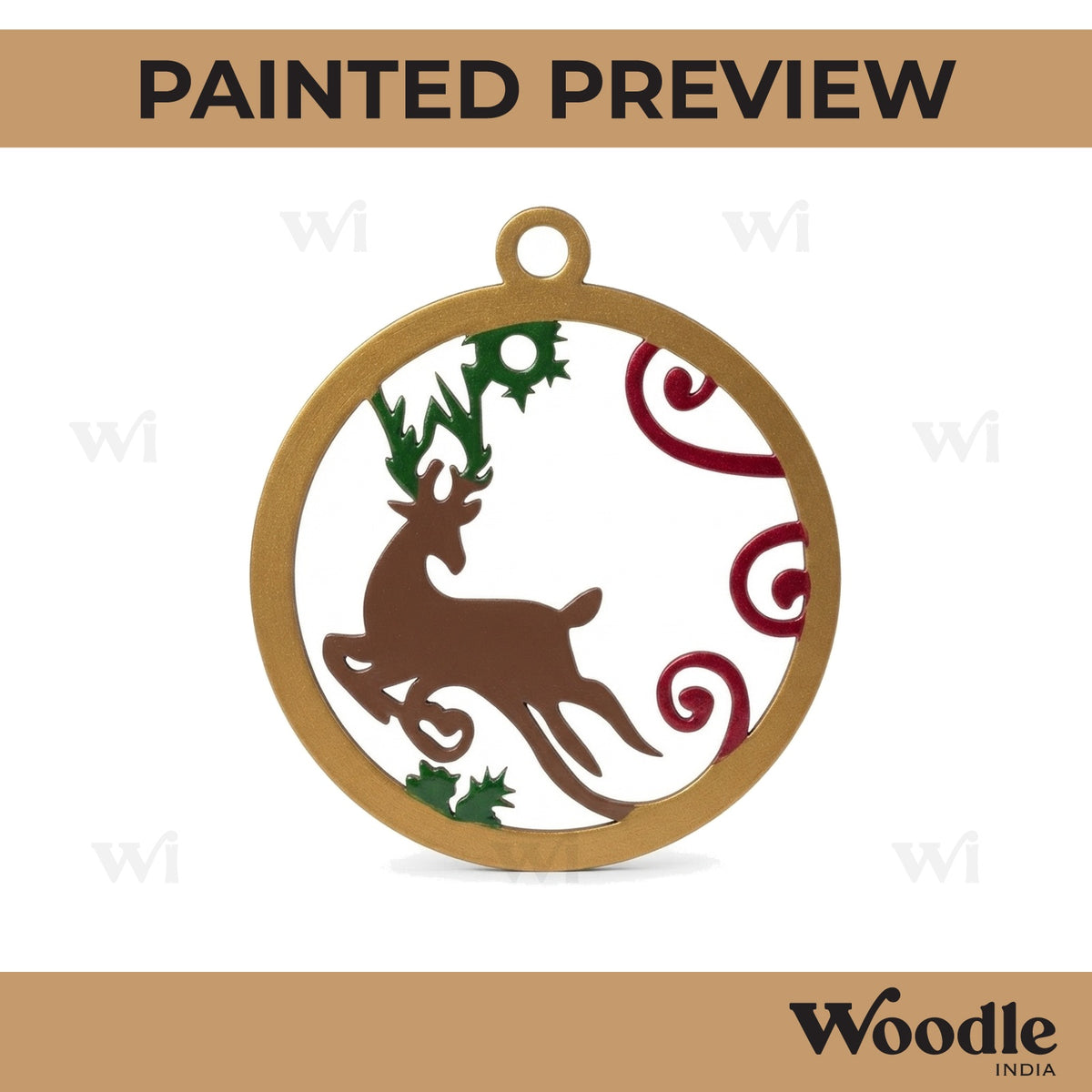 Reindeer Christmas Ornament Cutout MDF Design 1