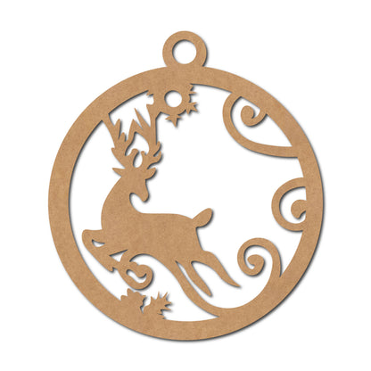 Reindeer Christmas Ornament Cutout MDF Design 1