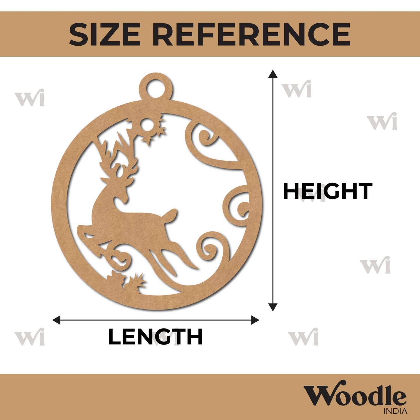 Reindeer Christmas Ornament Cutout MDF Design 1