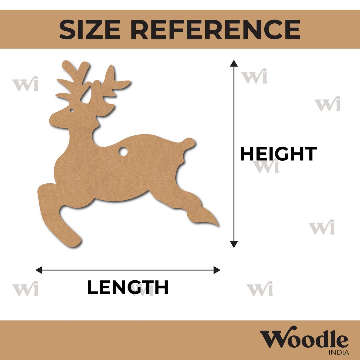Reindeer Christmas Ornament Cutout MDF Design 2