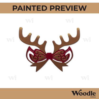 Reindeer Ribbon Christmas Cutout MDF Design 1