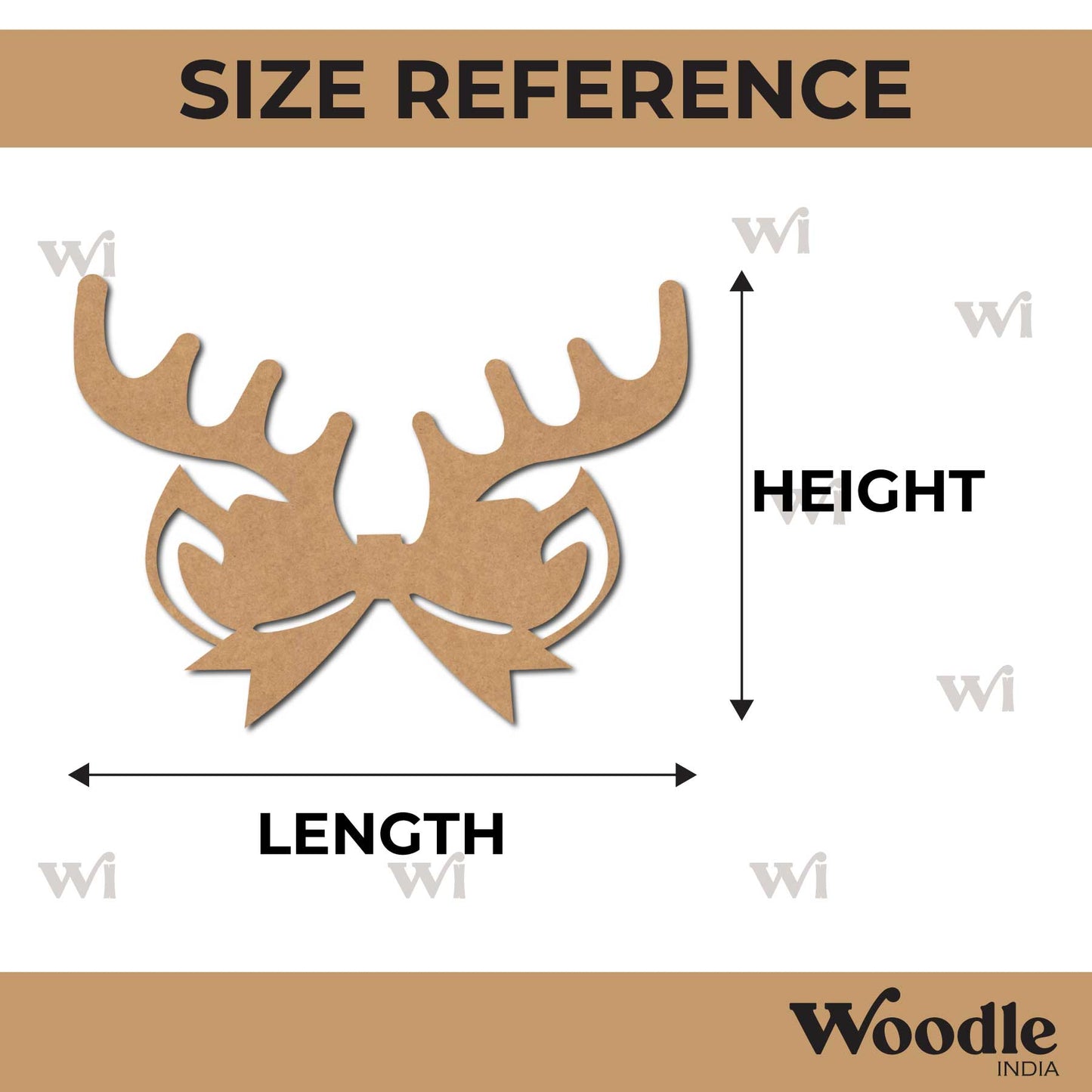 Reindeer Ribbon Christmas Cutout MDF Design 1
