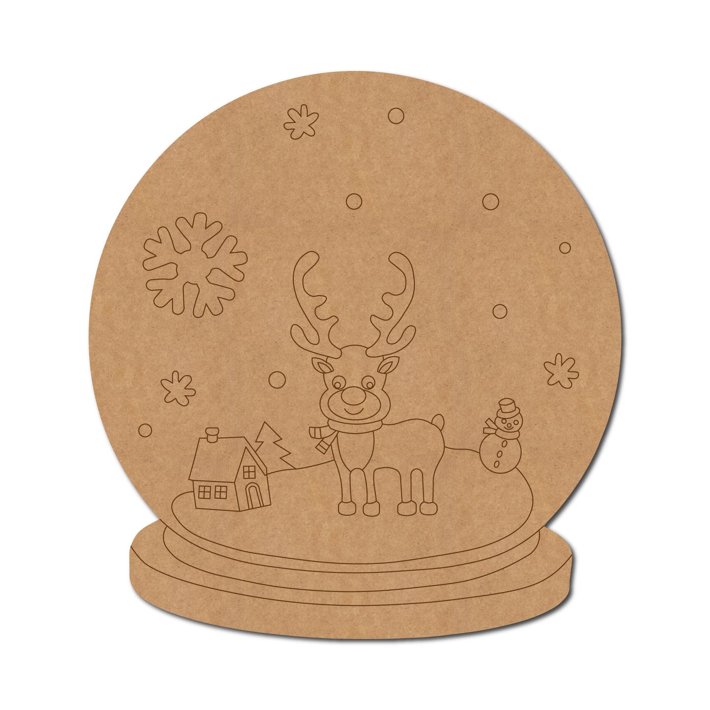 Reindeer Snow Globe Christmas Pre Marked MDF Design 1