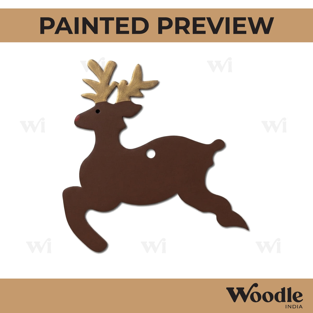Reindeer Christmas Ornament Cutout MDF Design 2