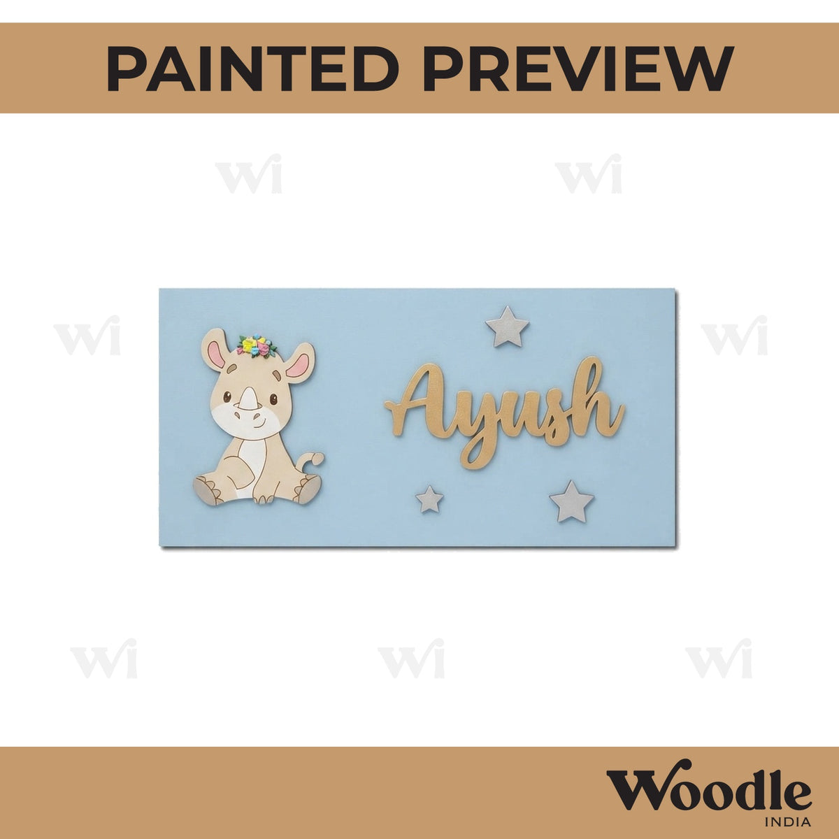 Rhinoceros Kids Nameplate MDF Design 1