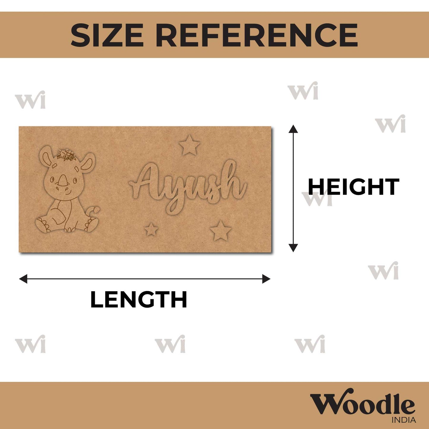 Rhinoceros Kids Nameplate MDF Design 1