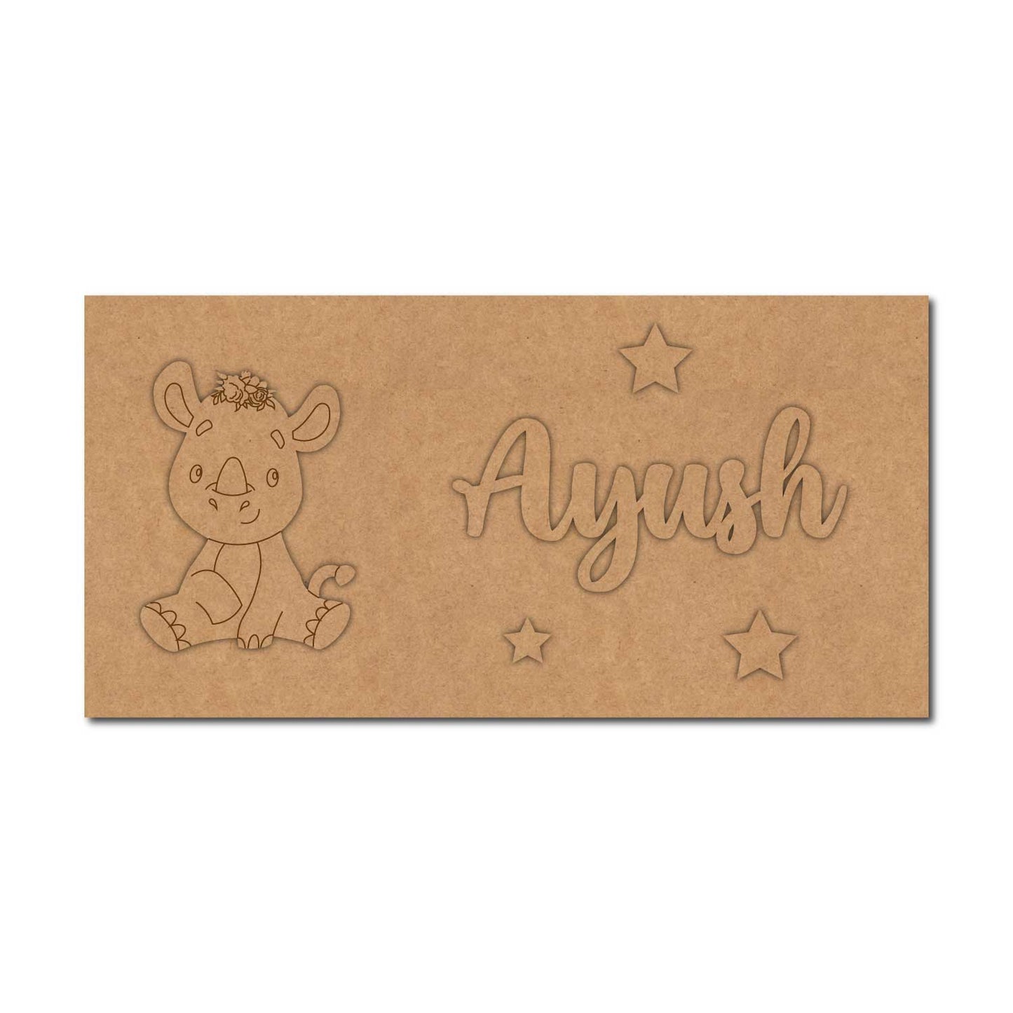 Rhinoceros Kids Nameplate MDF Design 1