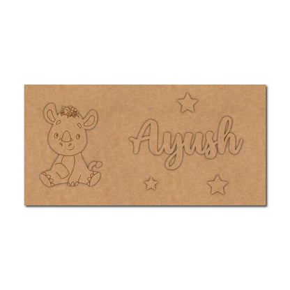 Rhinoceros Kids Nameplate MDF Design 1
