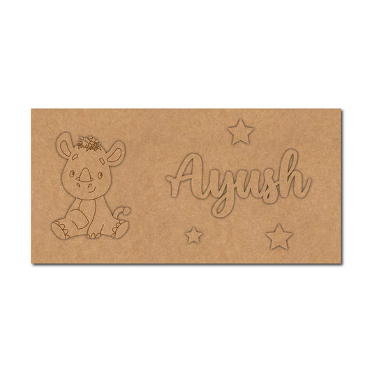 Rhinoceros Kids Nameplate MDF Design 1