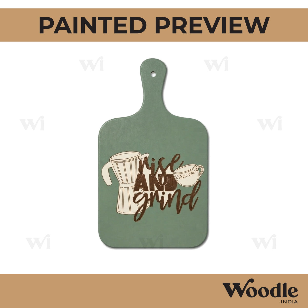 Rise And Grind Pre Marked Chopping Board MDF Design 1