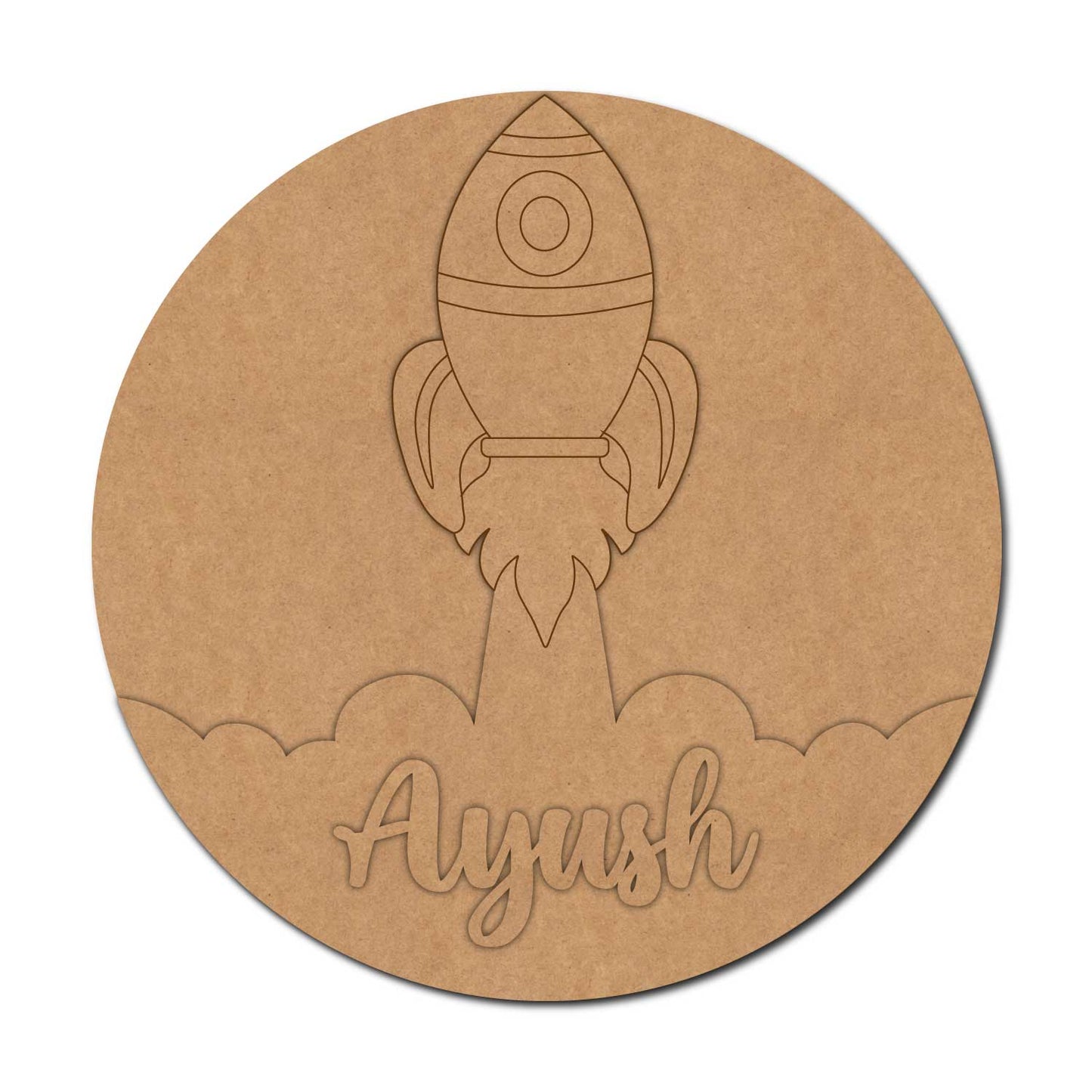 Rocket Space Theme Nameplate MDF Design 1