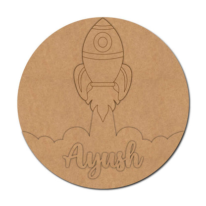 Rocket Space Theme Nameplate MDF Design 1