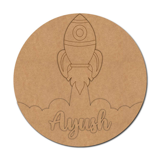 Rocket Space Theme Nameplate MDF Design 1