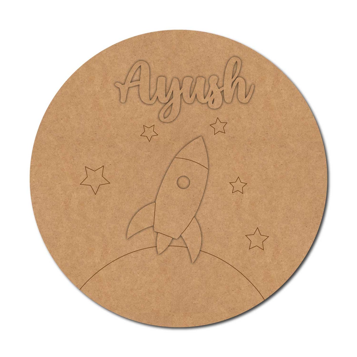 Rocket Space Theme Nameplate MDF Design 2