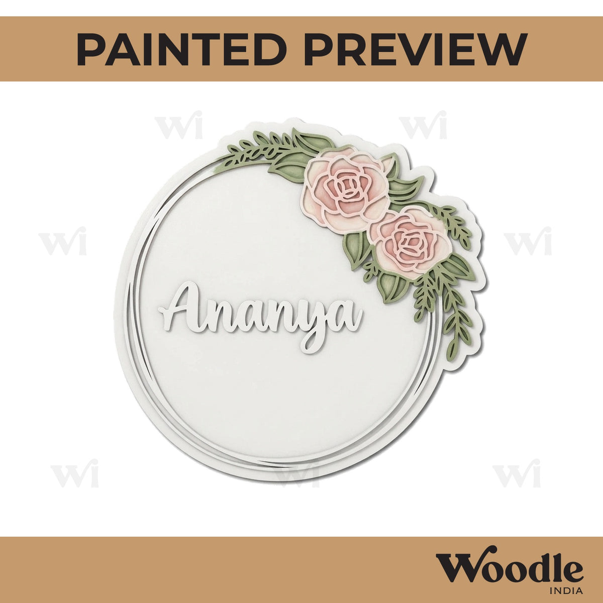 Rose Ring Nameplate MDF Design 1
